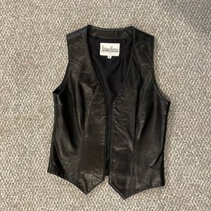 Neiman Marcus Black Leather Vest. Size Small.